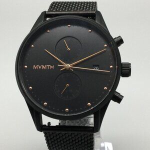 MVMT Chronograph Men Watch 42mm Caviar Black Stainless Mesh Band Date